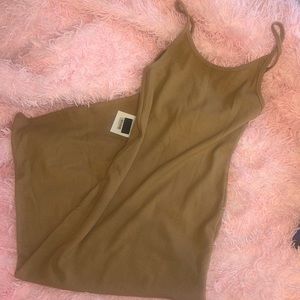Long tan dress open back